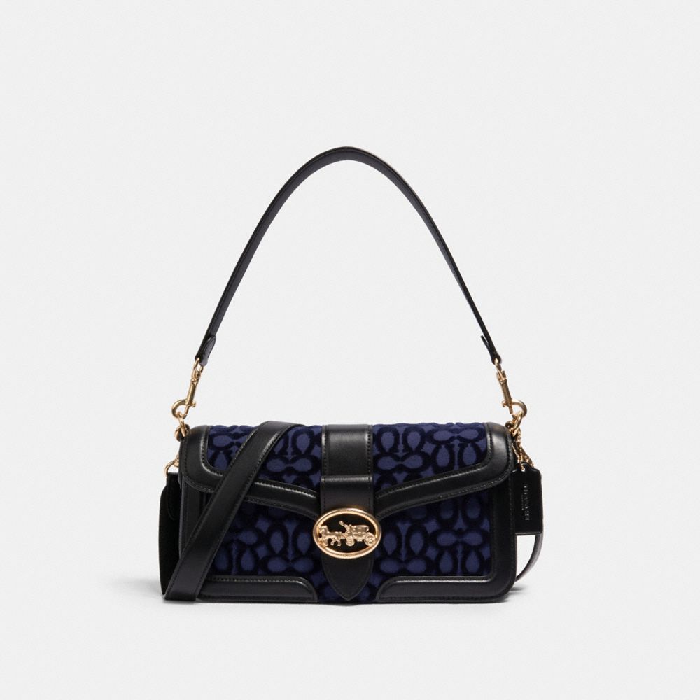 GEORGIE SHOULDER BAG IN SIGNATURE VELVET - 5566 - IM/COBALT