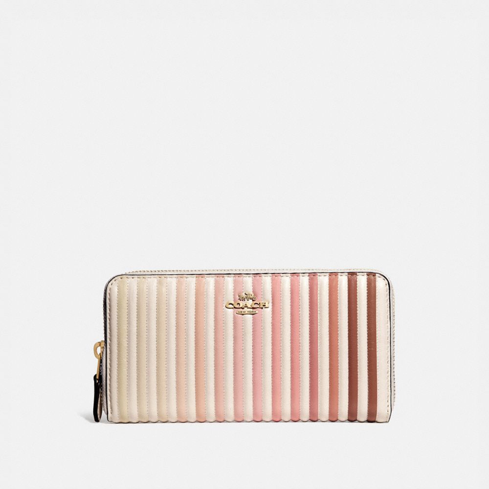 COACH ACCORDION ZIP WALLET WITH OMBRE QUILTING - B4/CHALK MULTI - 56277