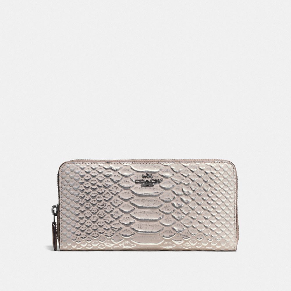 COACH 56283 - ACCORDION ZIP WALLET IN EXOTIC EMBOSSED LEATHER DK/GREY BIRCH