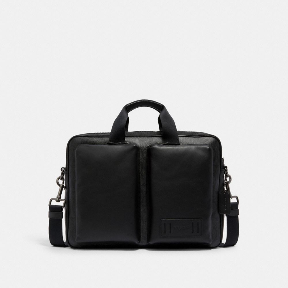 COACH RIDER BRIEF IN SIGNATURE CANVAS - QB/BLACK GREY MULTI - 5665