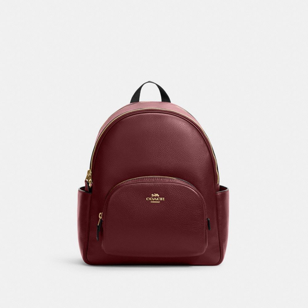 COACH 5666 Court Backpack Gold/Black Cherry