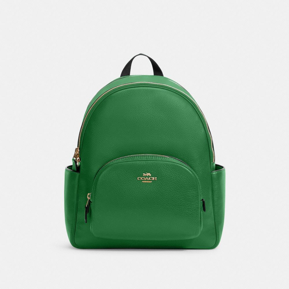 COACH 5666 Court Backpack Gold/KELLY GREEN