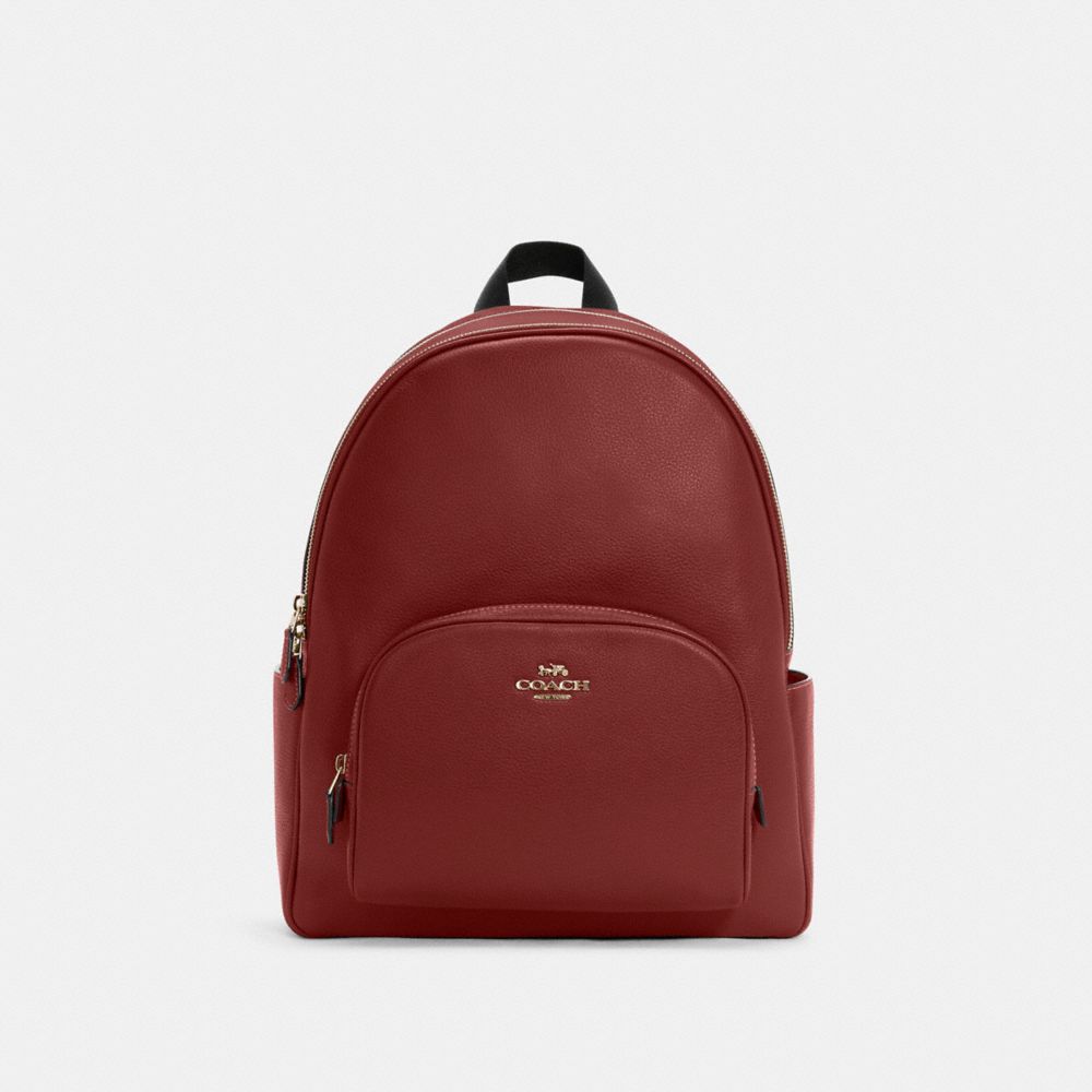 COACH 5669 - Large Court Backpack GOLD/CRANBERRY