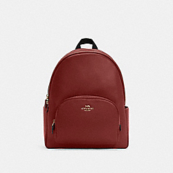 COACH 5669 Large Court Backpack GOLD/CRANBERRY