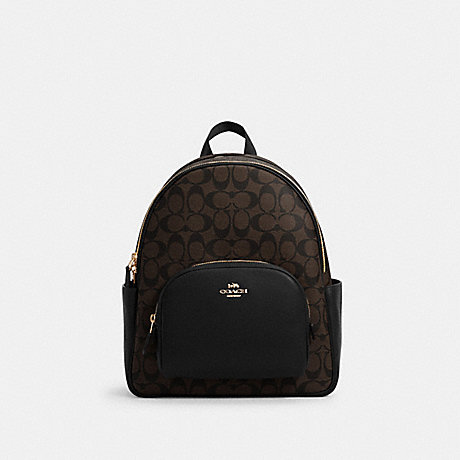 COACH COURT BACKPACK IN SIGNATURE CANVAS - IM/BROWN BLACK - 5671