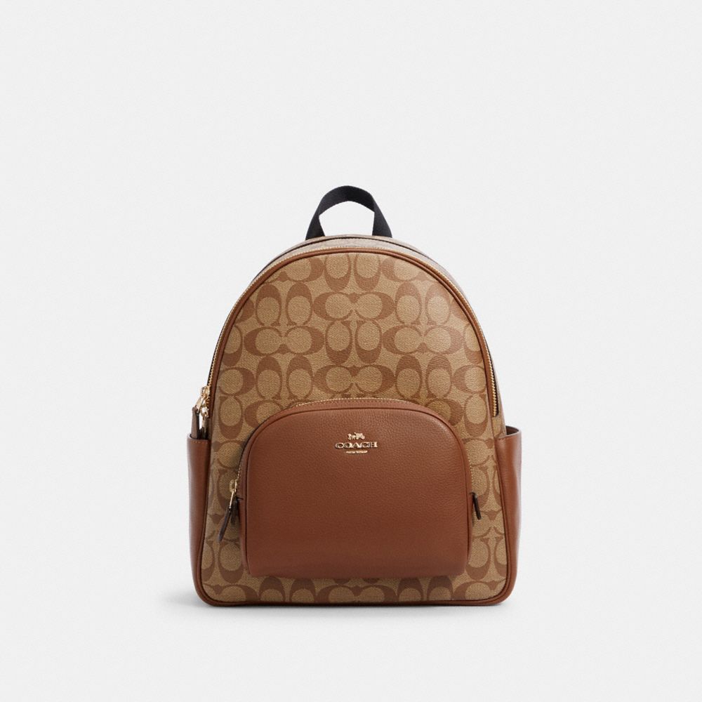 COACH COURT BACKPACK IN SIGNATURE CANVAS - IM/KHAKI SADDLE 2 - 5671