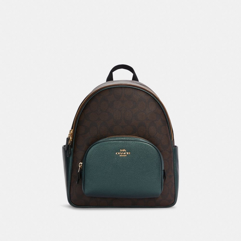 COACH 5671 - Court Backpack In Signature Canvas GOLD/BROWN/METALLIC IVY