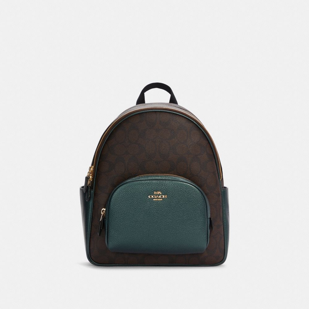 COACH Court Backpack In Signature Canvas - GOLD/BROWN/METALLIC IVY - 5671