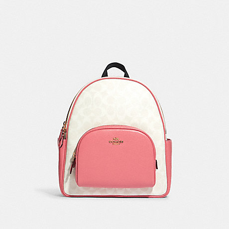 COACH Court Backpack In Signature Canvas - GOLD/CHALK/TAFFY - 5671