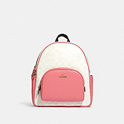 COACH 5671 Court Backpack In Signature Canvas GOLD/CHALK/TAFFY
