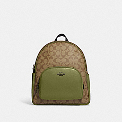 Court Backpack In Signature Canvas - 5671 - QB/Khaki/Olive Green