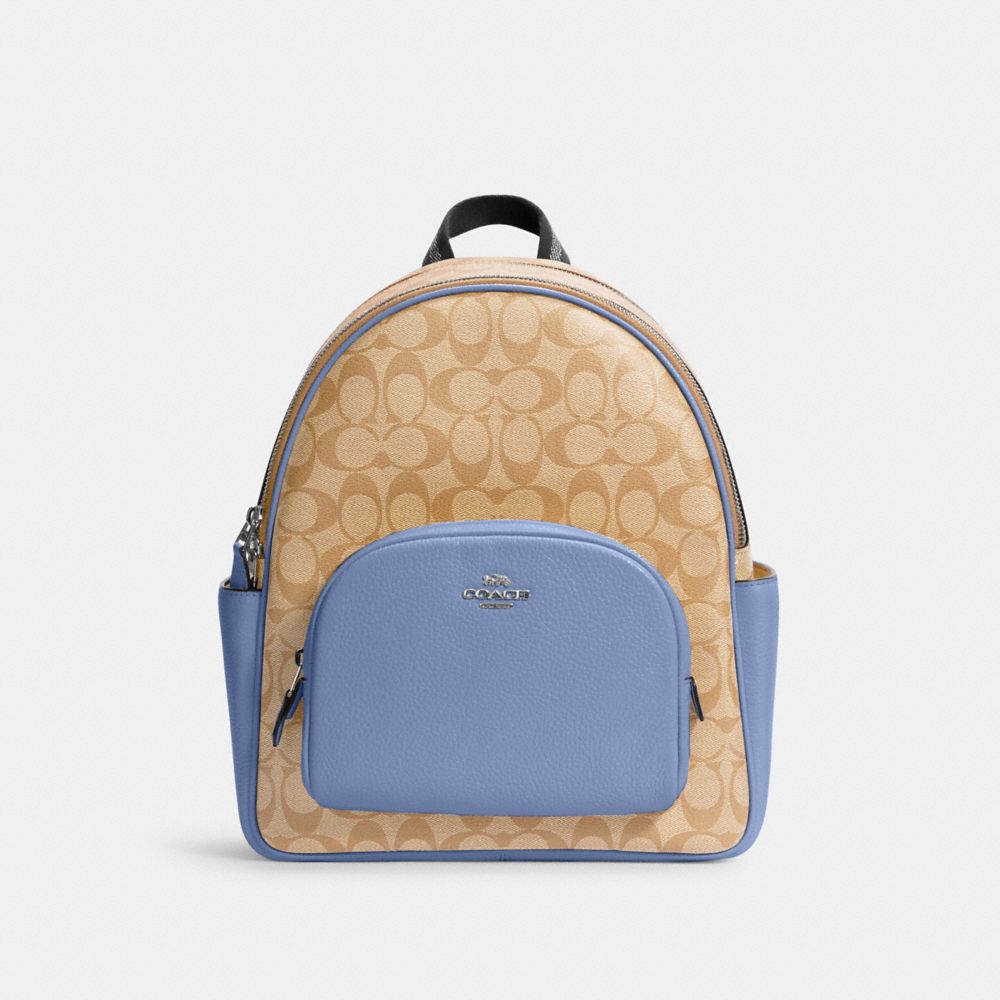 COACH 5671 COURT BACKPACK IN SIGNATURE CANVAS SV/LT KHA/PERIWINKLE