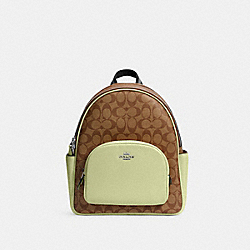 COACH 5671 Court Backpack In Signature Canvas SV/KHAKI/PALE LIME
