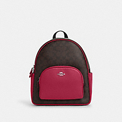 Court Backpack In Signature Canvas - 5671 - Silver/Brown/Bright Violet