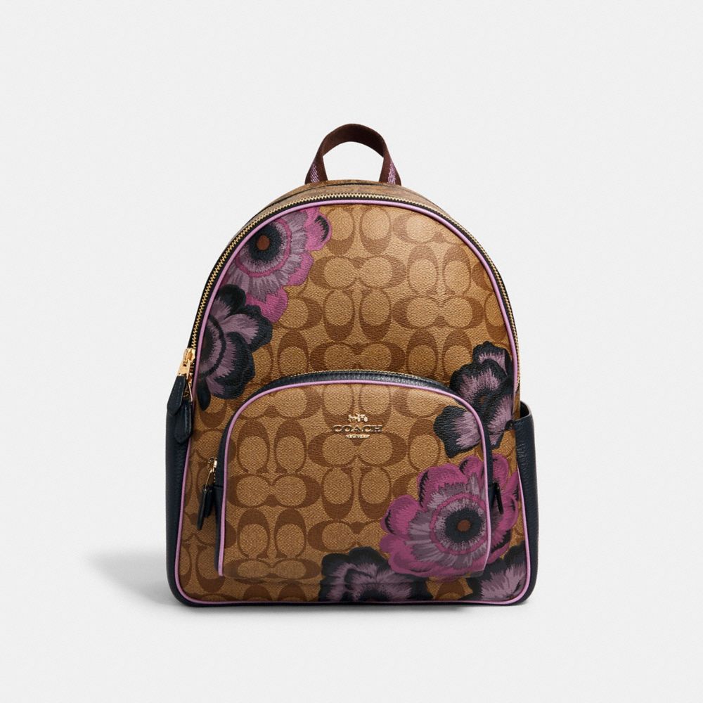 COACH 5674 - COURT BACKPACK IN SIGNATURE CANVAS WITH KAFFE FASSETT PRINT IM/KHAKI PURPLE MULTI