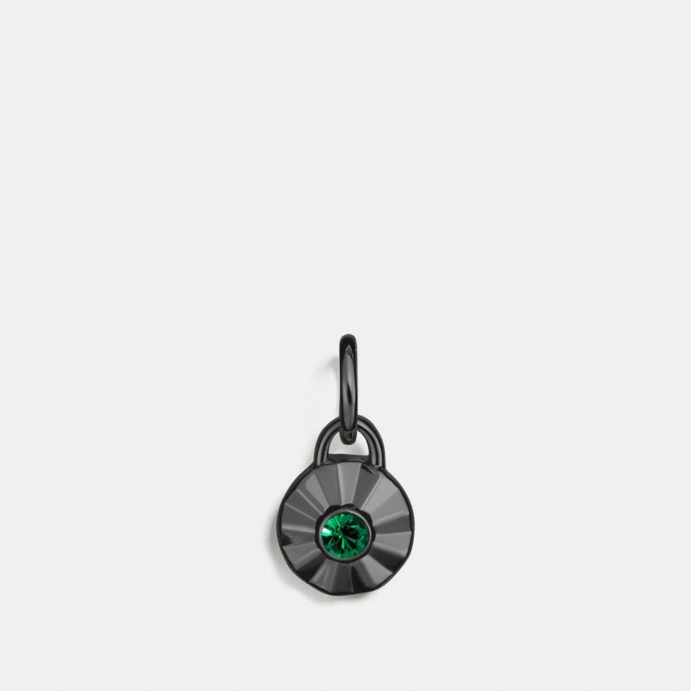 COACH 56791 Daisy Rivet Birthstone Charm EMERALD/BLACK