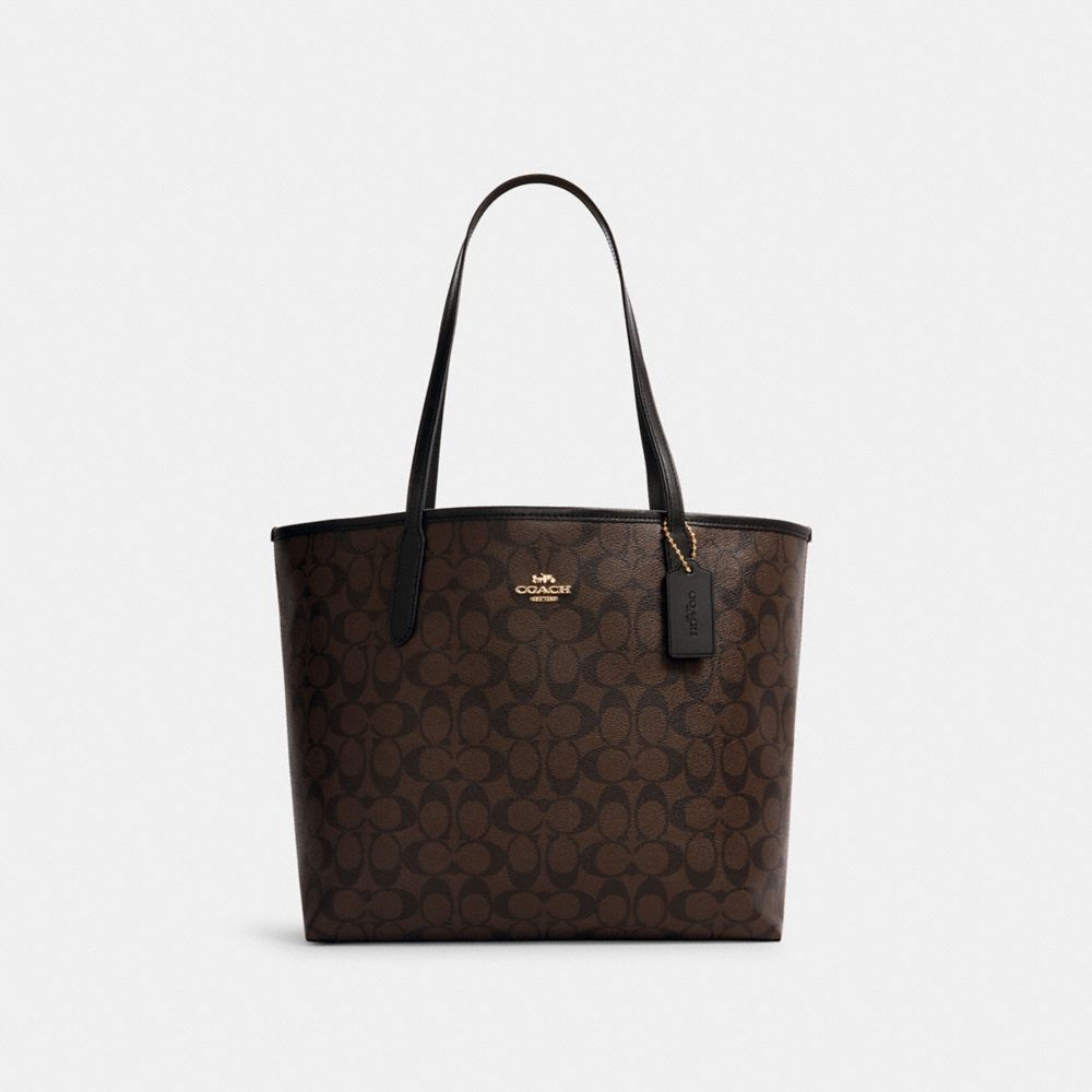 COACH 5696 - CITY TOTE IN SIGNATURE CANVAS - IM/BROWN BLACK | COACH GIFTS