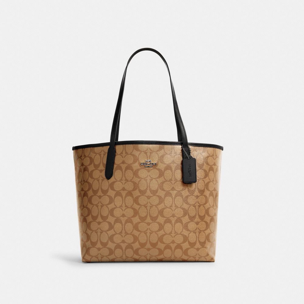 Coach 5696 City Tote In Signature Canvas Khaki/Surplus 