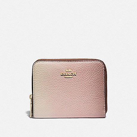 COACH 57093 SMALL ZIP AROUND WALLET WITH OMBRE GD/PINK MULTICOLOR