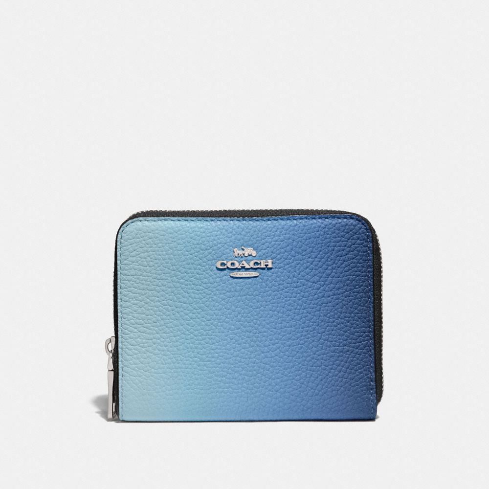 SMALL ZIP AROUND WALLET WITH OMBRE - SV/BLUE MULTICOLOR - COACH 57093