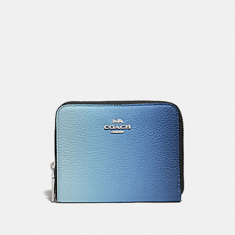COACH 57093 SMALL ZIP AROUND WALLET WITH OMBRE SV/BLUE-MULTICOLOR