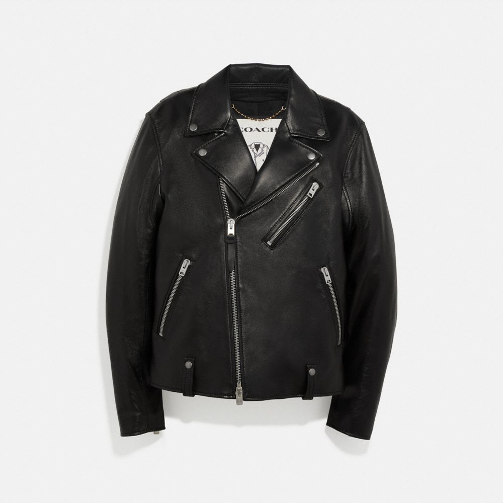 COACH 5709 Leather Moto Jacket Black