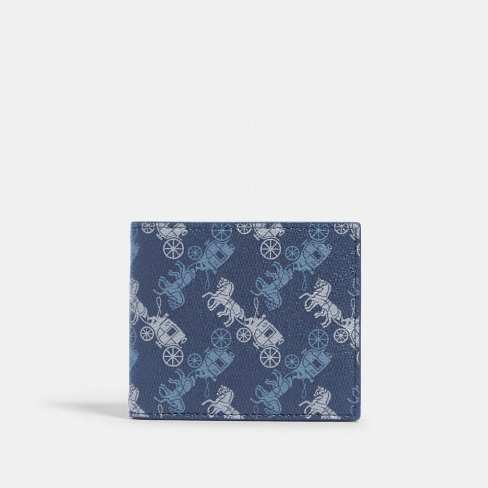 COACH 570 - ID BILLFOLD WALLET WITH HORSE AND CARRIAGE PRINT QB/INDIGO MULTI