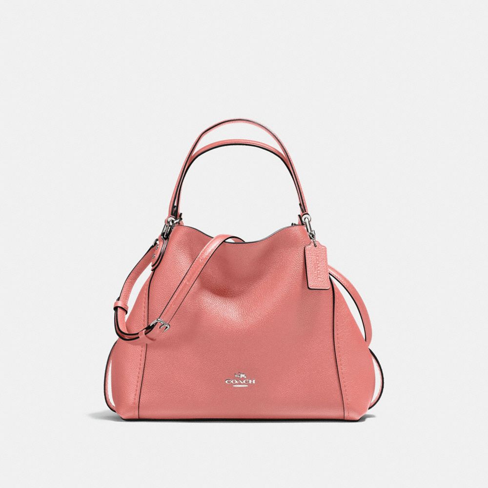 COACH 57124 EDIE SHOULDER BAG 28 SV/BRIGHT-CORAL