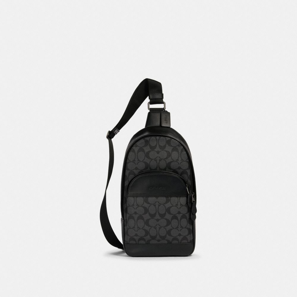 COACH HOUSTON PACK IN SIGNATURE CANVAS - QB/CHARCOAL/BLACK - 571