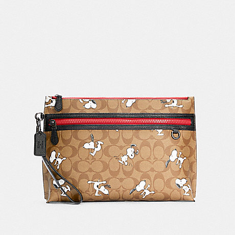 COACH 5734 COACH X PEANUTS CARRYALL POUCH IN SIGNATURE CANVAS WITH SNOOPY PRINT QB/KHAKI MULTI