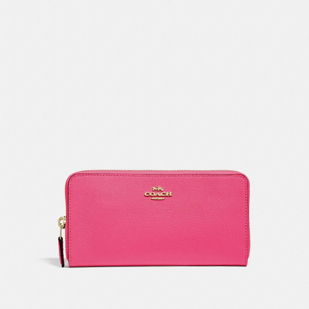 COACH 57713 Accordion Zip Wallet BRASS/CONFETTI PINK