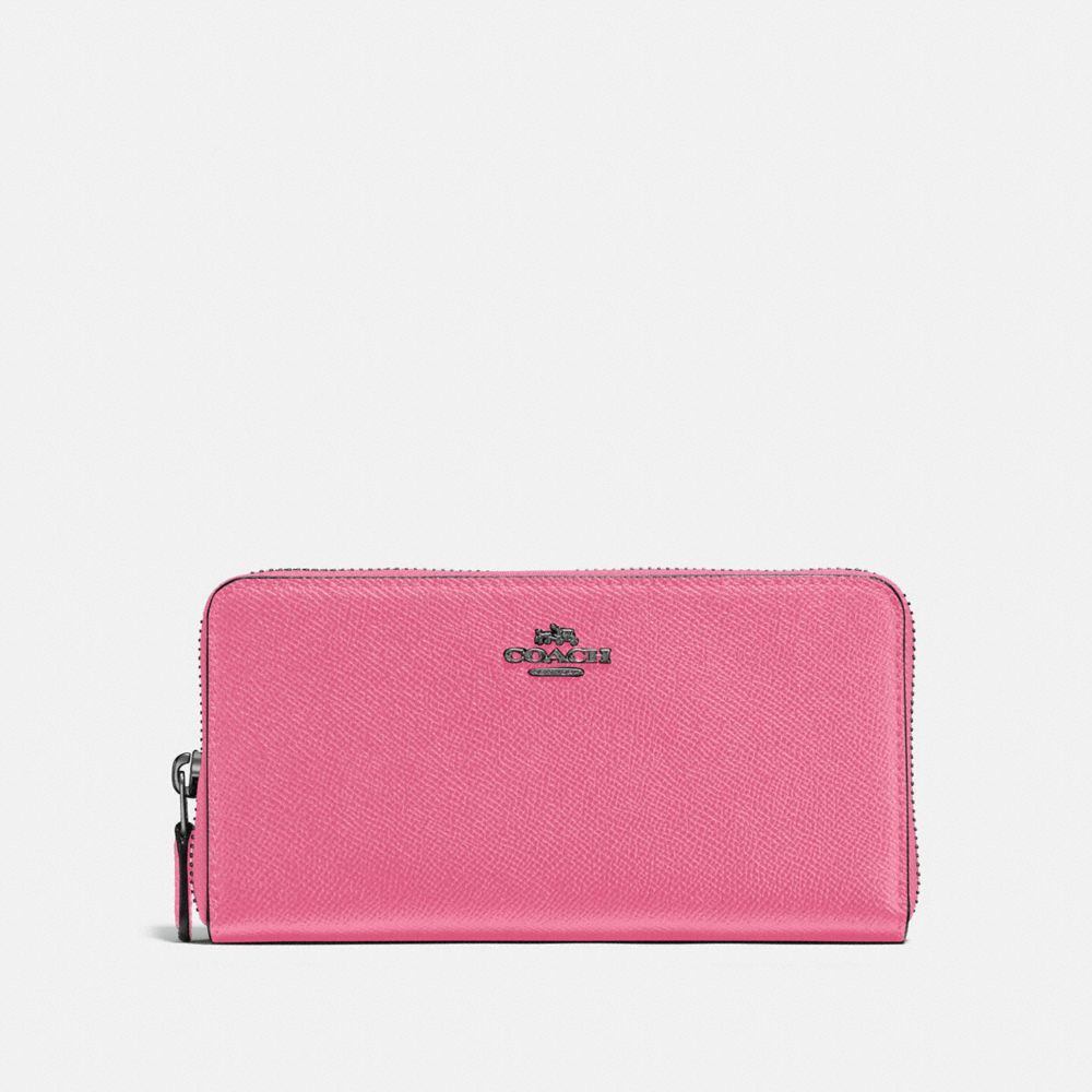 COACH 57713 Accordion Zip Wallet BRIGHT PINK/DARK GUNMETAL