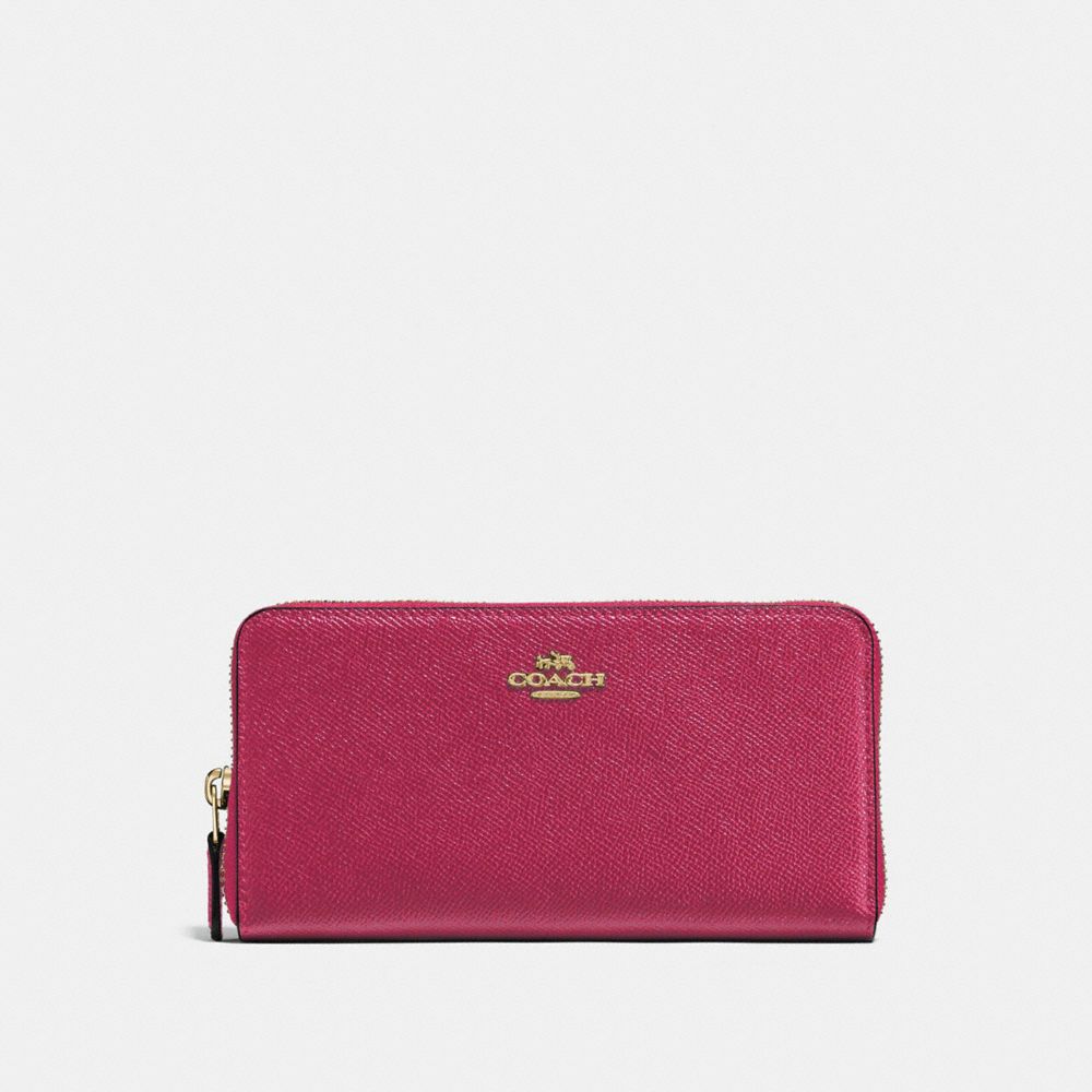 COACH 57713 Accordion Zip Wallet GOLD/BRIGHT CHERRY