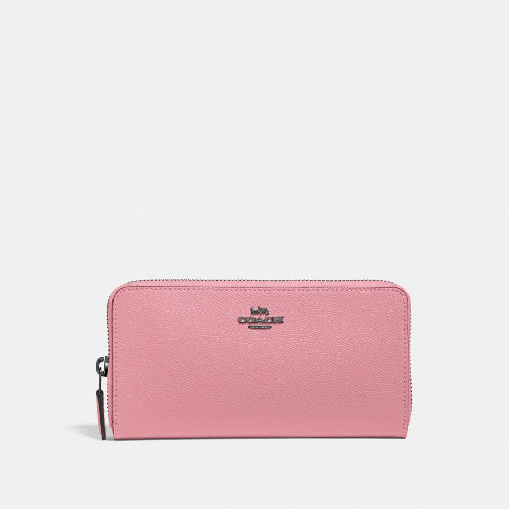 COACH ACCORDION ZIP WALLET - GUNMETAL/TRUE PINK - 57713