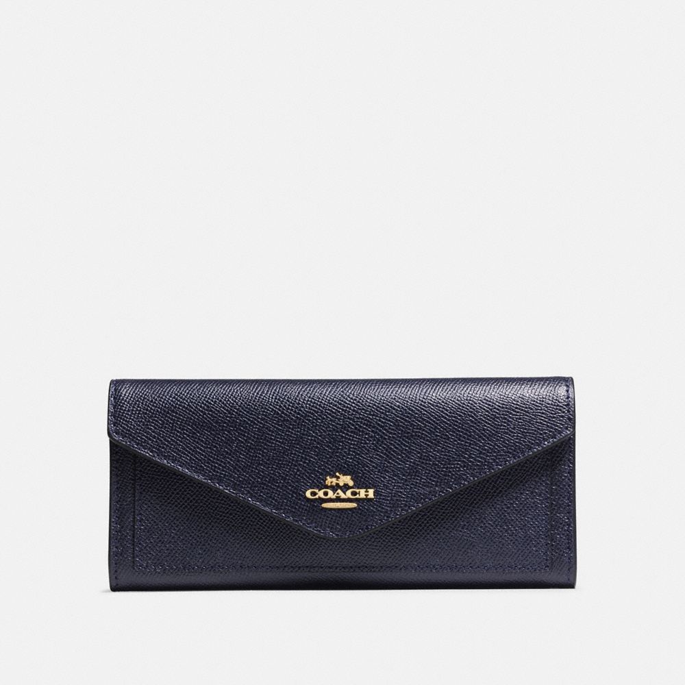 COACH 57715 Soft Wallet GOLD/NAVY