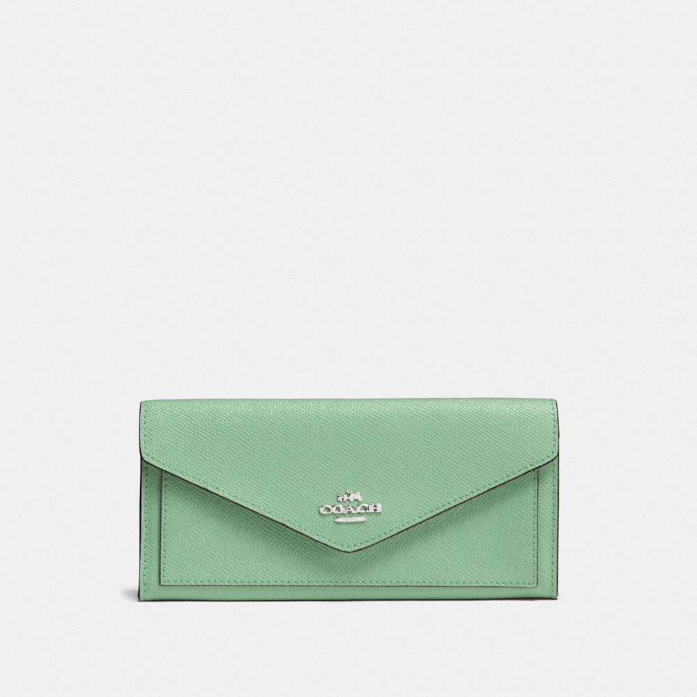 COACH SOFT WALLET - LIGHT TEAL/SILVER - 57715