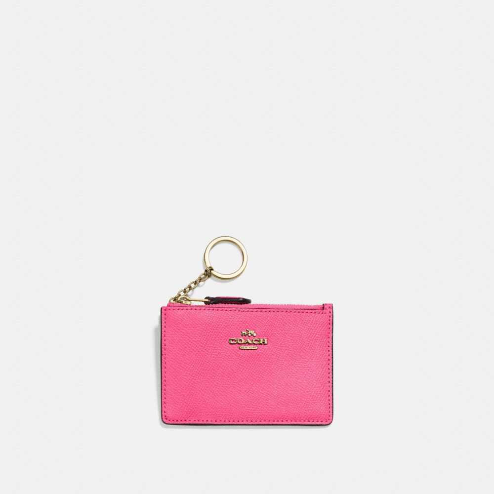 COACH 57841 Mini Skinny Id Case BRASS/CONFETTI PINK