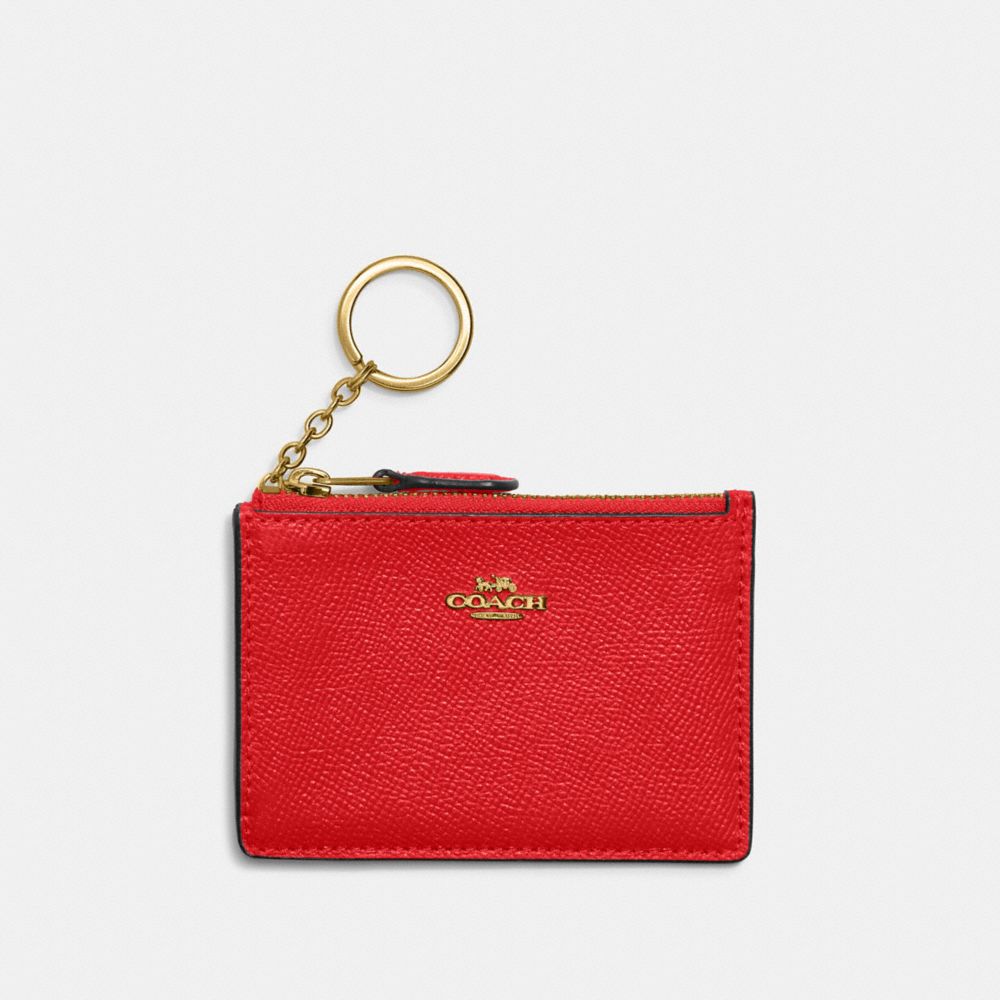 COACH 57841 Mini Skinny Id Case BRASS/SPORT RED