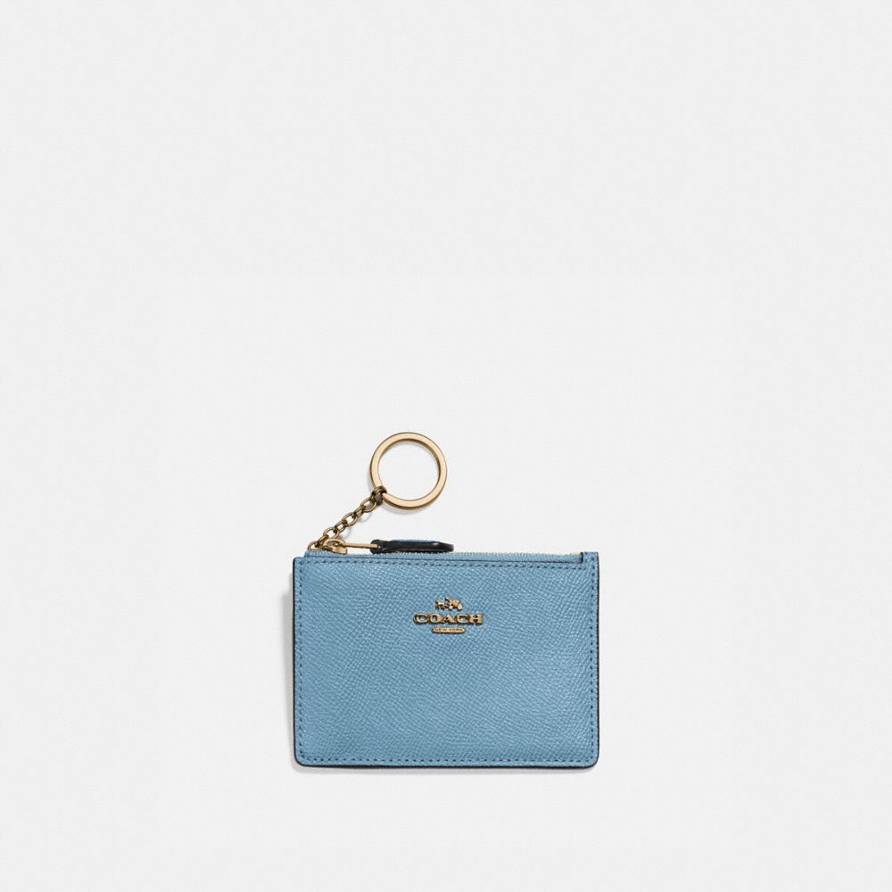 COACH 57841 Mini Skinny Id Case BRASS/PACIFIC BLUE