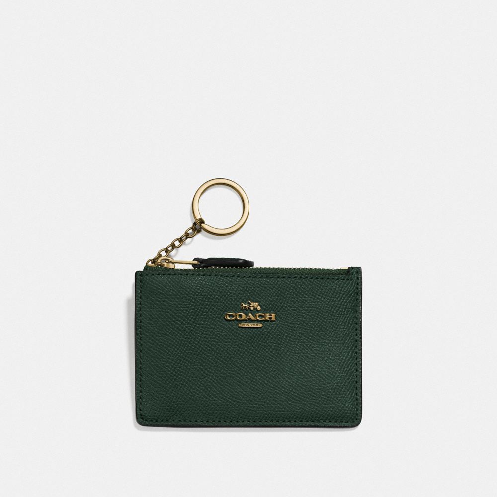 COACH 57841 Mini Skinny Id Case BRASS/AMAZON GREEN