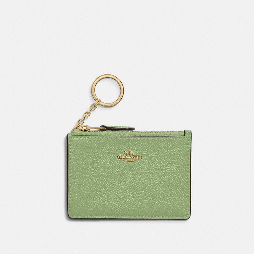 COACH 57841 Mini Skinny Id Case BRASS/PALE PISTACHIO