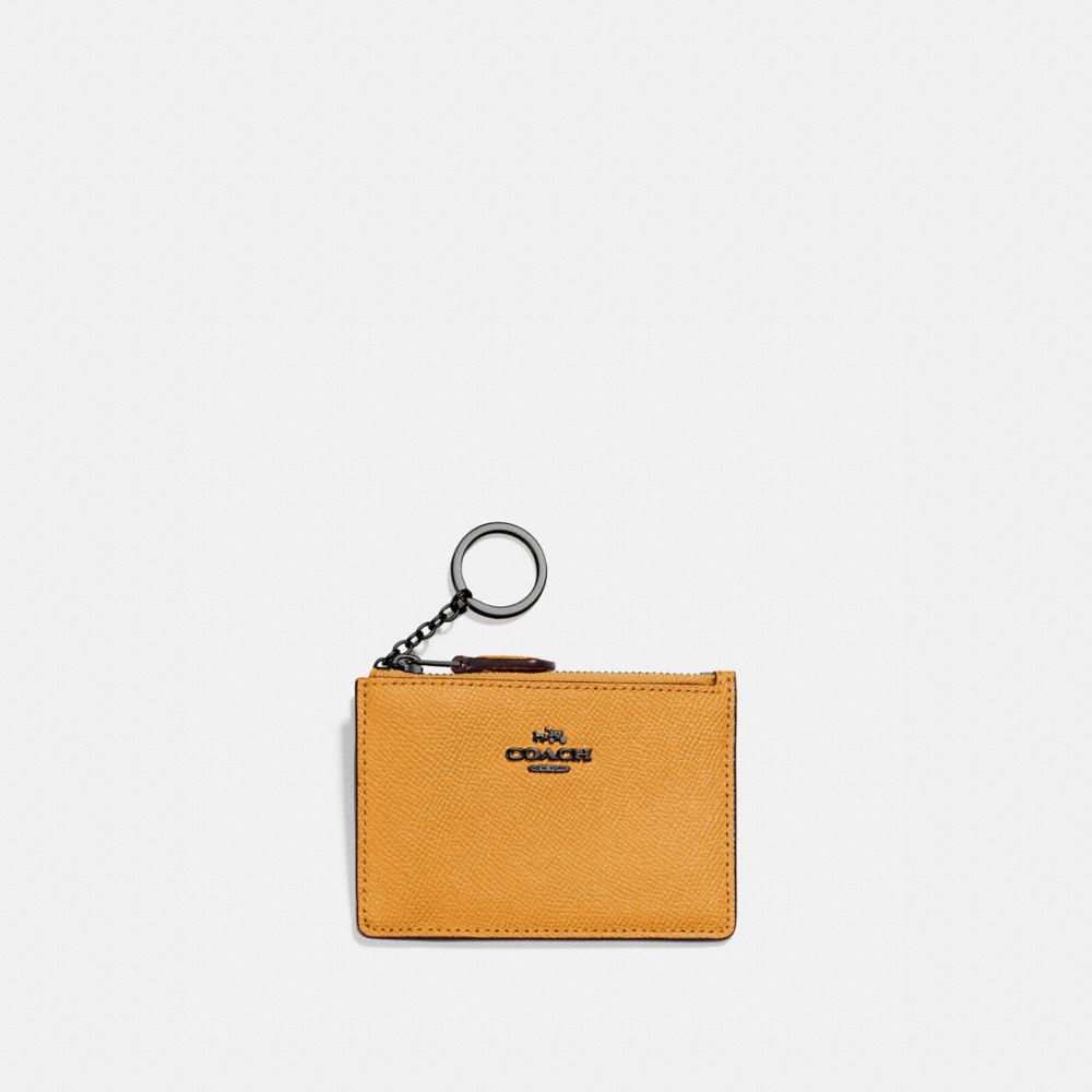 COACH MINI SKINNY ID CASE - GUNMETAL/DARK MUSTARD - 57841