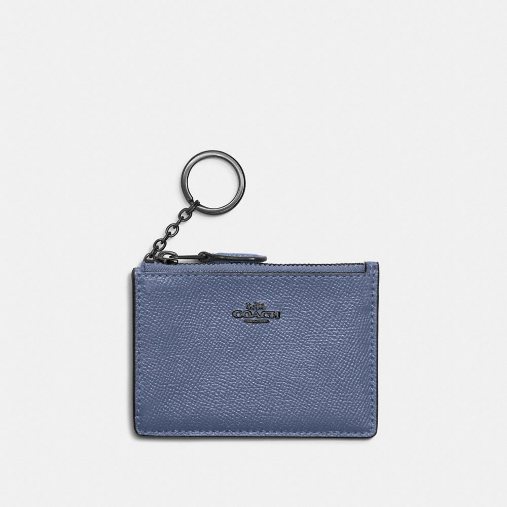 COACH 57841 Mini Skinny Id Case Pewter/Washed Chambray