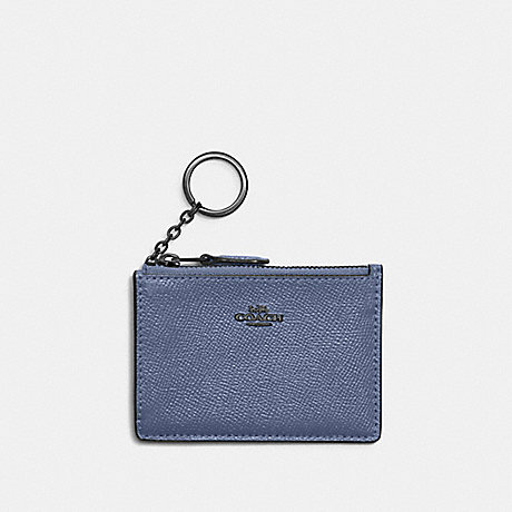COACH 57841 Mini Skinny Id Case Pewter/Washed-Chambray