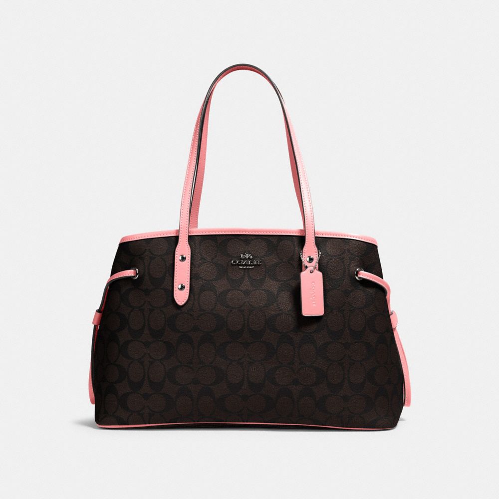 COACH 57842 DRAWSTRING CARRYALL IN SIGNATURE CANVAS QB/BROWN-PINK-LEMONADE