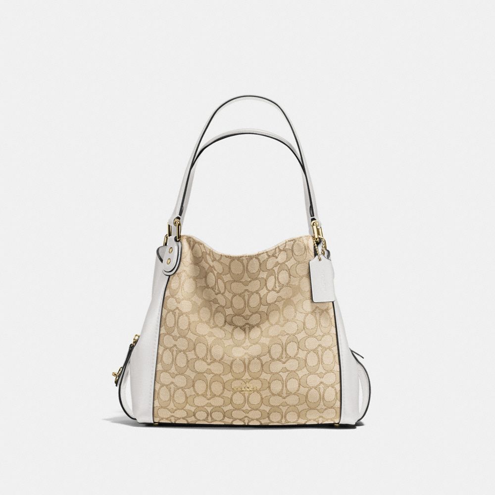 EDIE SHOULDER BAG 31 IN SIGNATURE JACQUARD - 57933 - LI/LIGHT KHAKI/CHALK