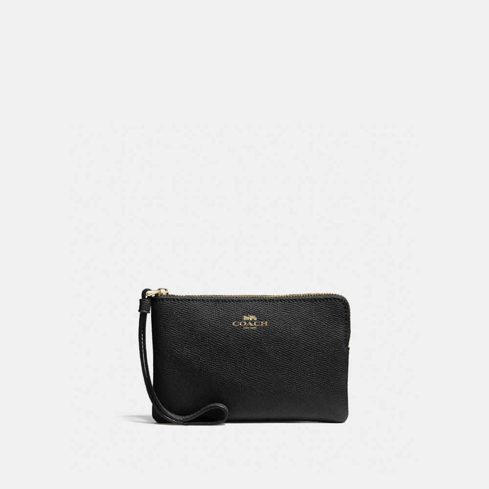 COACH 58032 Corner Zip Wristlet Gold/Black