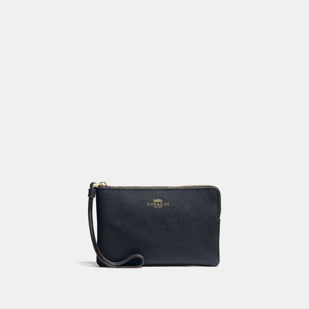 COACH 58032 Corner Zip Wristlet Gold/Midnight