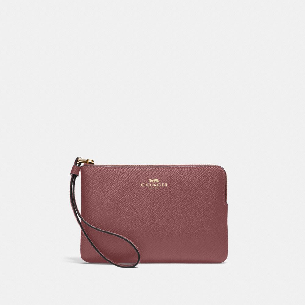 COACH CORNER ZIP WRISTLET - IM/VINTAGE MAUVE - 58032