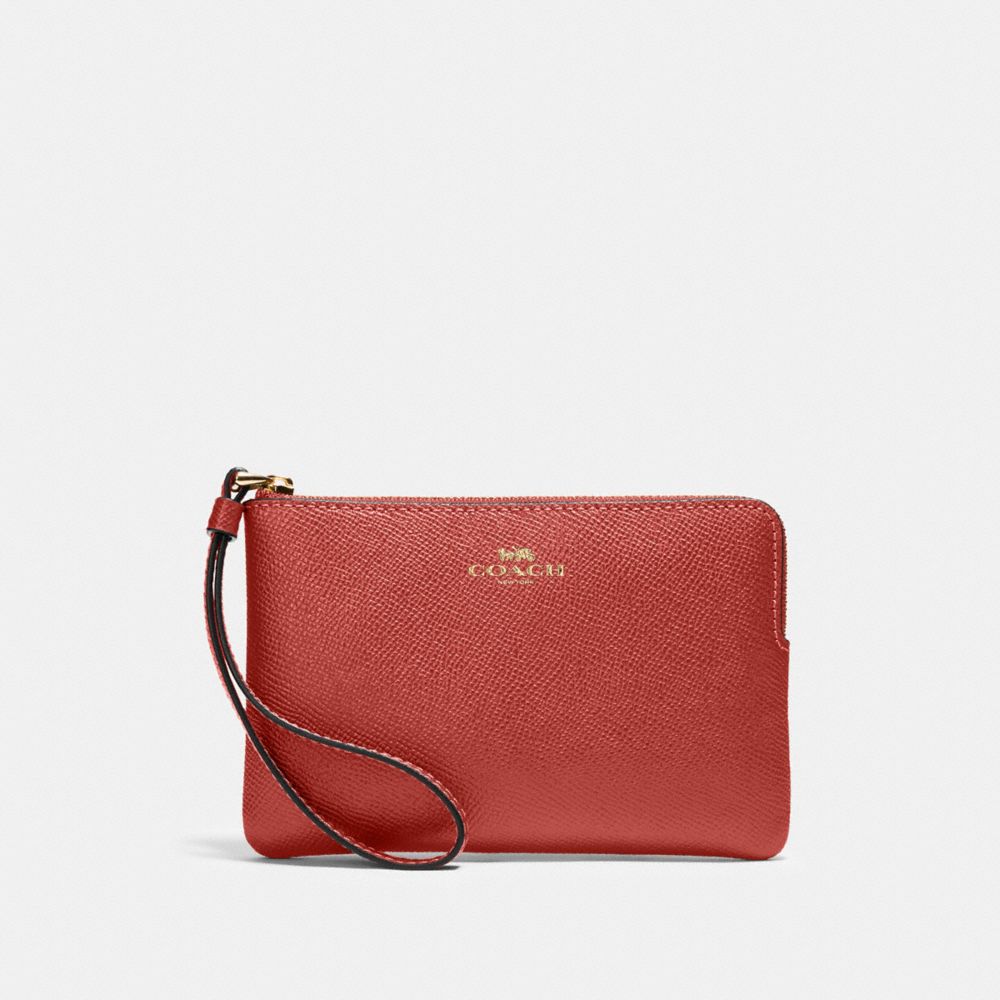 CORNER ZIP WRISTLET - IM/METALLIC CLAY - COACH 58032